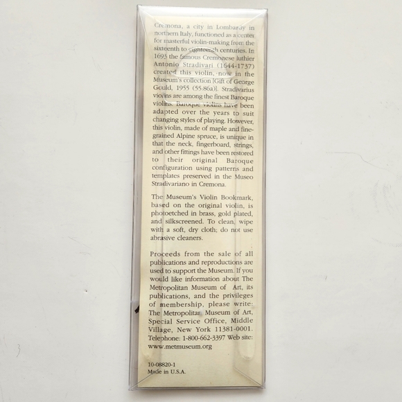 Metropolitan Museum of Art Violin Bookmark - Picture 2 of 4